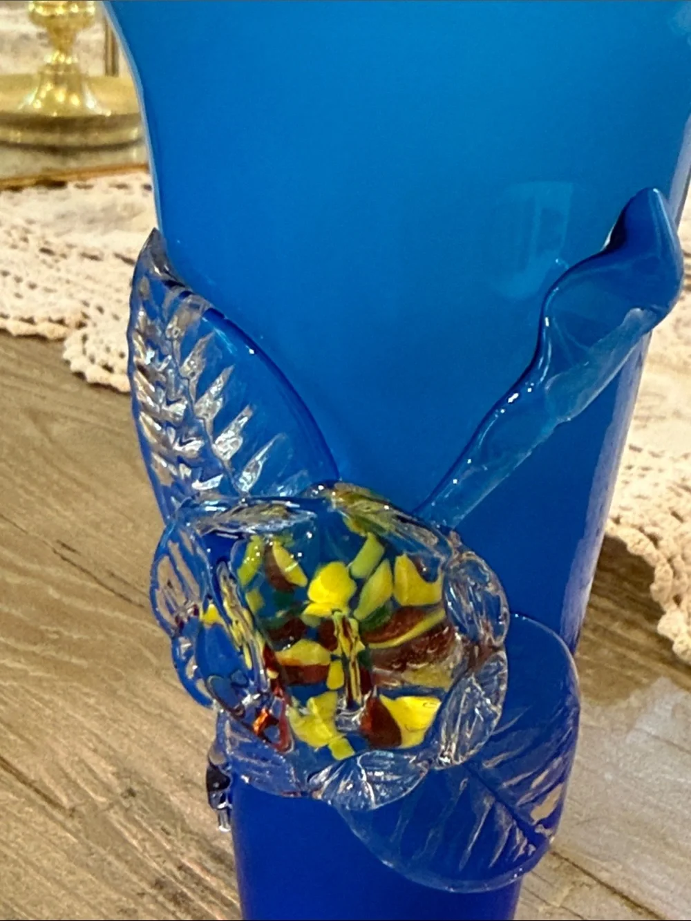 This hand-blown cobalt blue art vase.